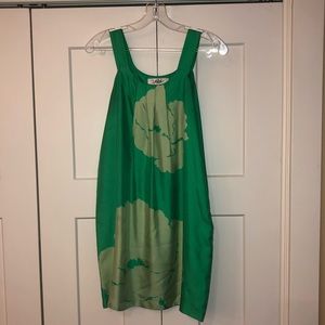 Silk green flower sundress